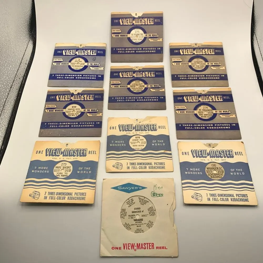 Vintage View-Master Model C Black Bakelite Stereoscopic Viewer & Reels Lot